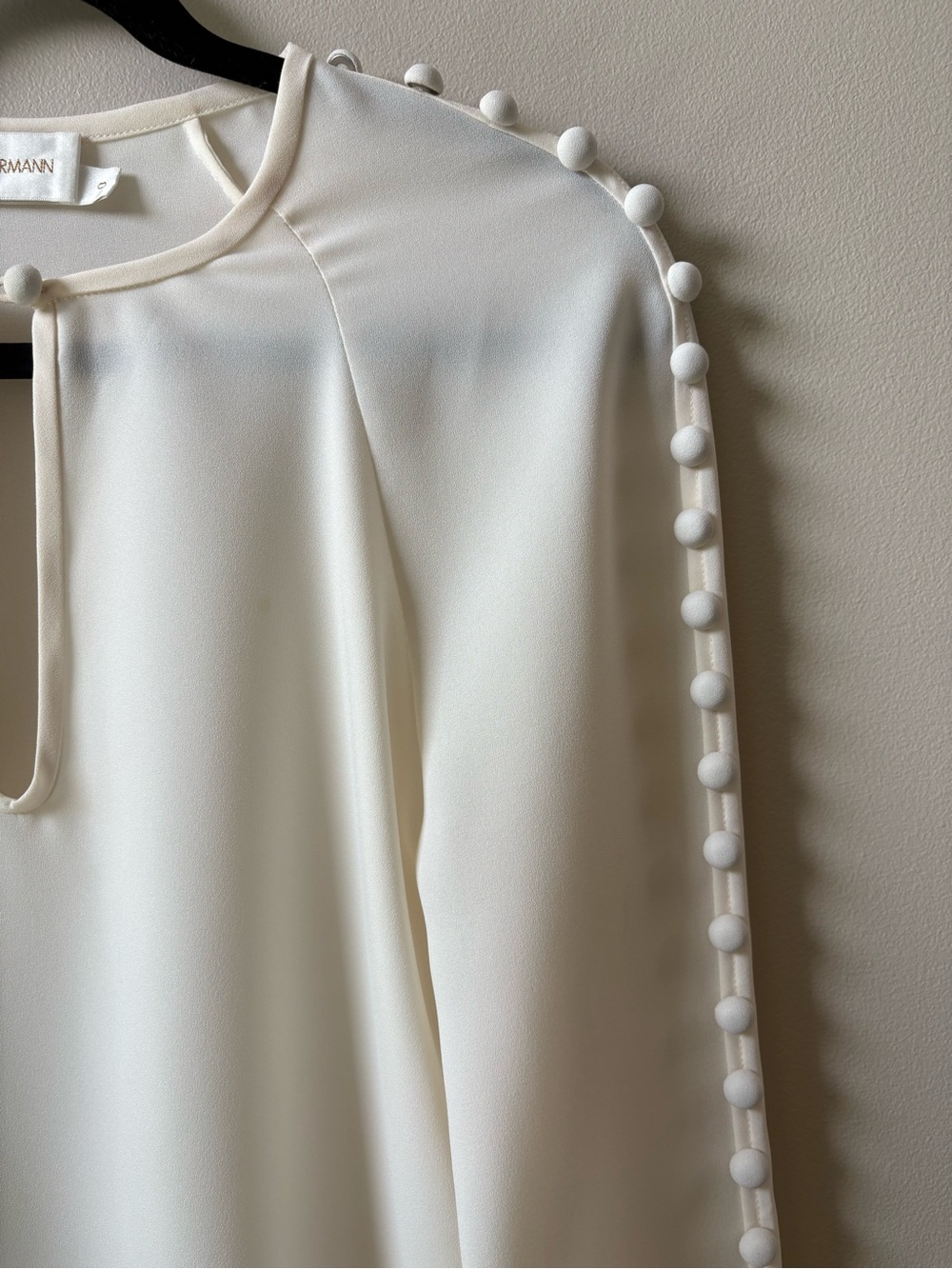 Zimmermann Ivory Keyhole Blouse with Button-Trim Sleeves - Picture 4 of 7